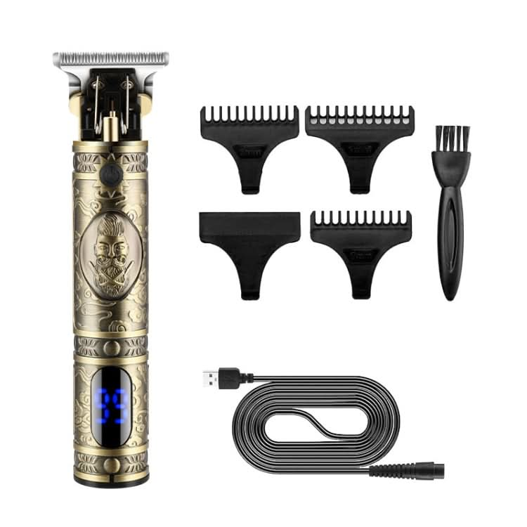 USB Vintage Engraving LCD Electric Hair Clipper For Bald Short Hair Reluova