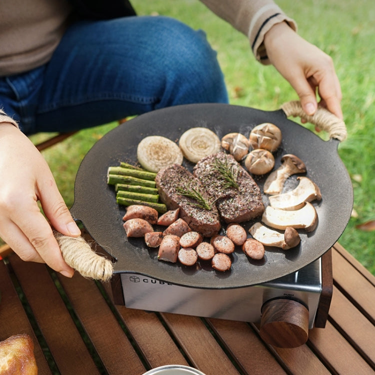 Outdoor Camping BBQ Cast Iron Grill Pan,Style: Reluova