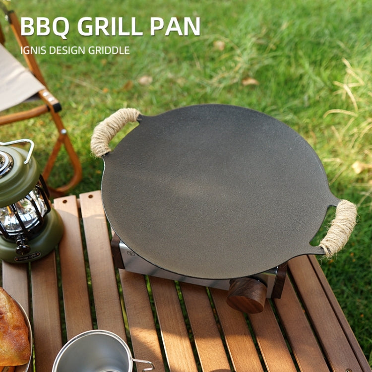 Outdoor Camping BBQ Cast Iron Grill Pan,Style: Reluova