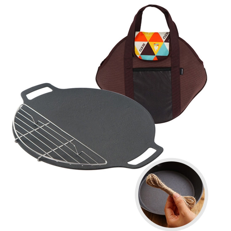 Outdoor Camping BBQ Cast Iron Grill Pan,Style: Reluova