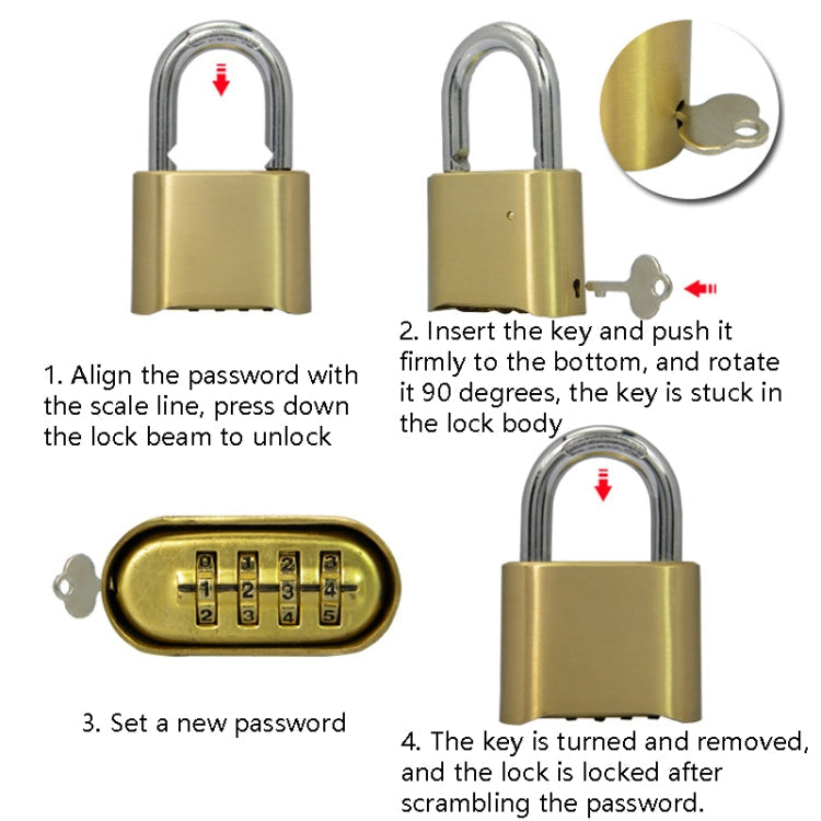 Brass Large Long Warehouse Door Logistics Password Lock Bottom Password Wheel Padlock My Store