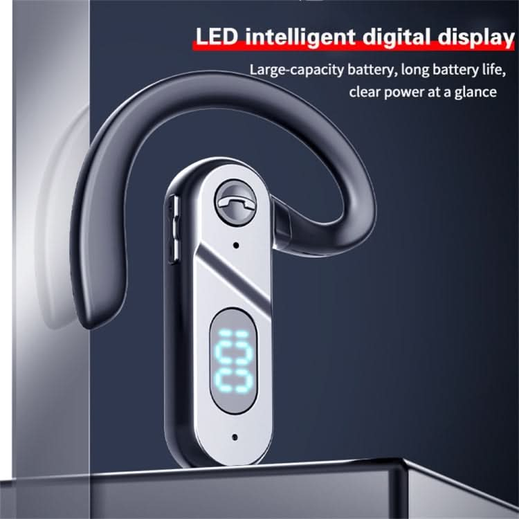 V28 Bluetooth Headset Hanging Ear Digital Display Single Ear Voice Control Earphone