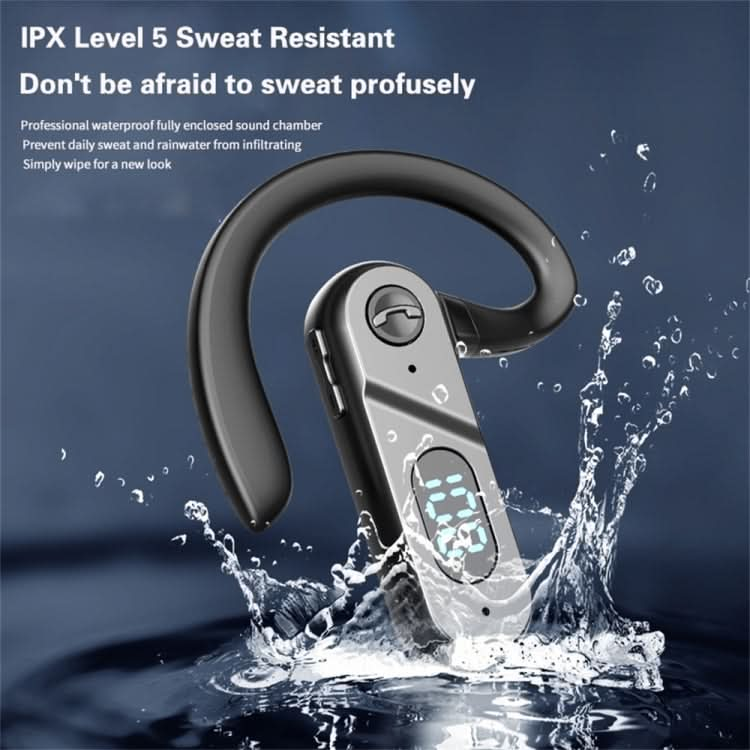 V28 Bluetooth Headset Hanging Ear Digital Display Single Ear Voice Control Earphone