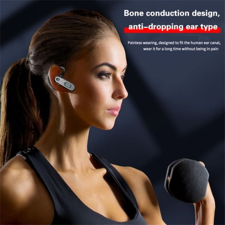 V28 Bluetooth Headset Hanging Ear Digital Display Single Ear Voice Control Earphone