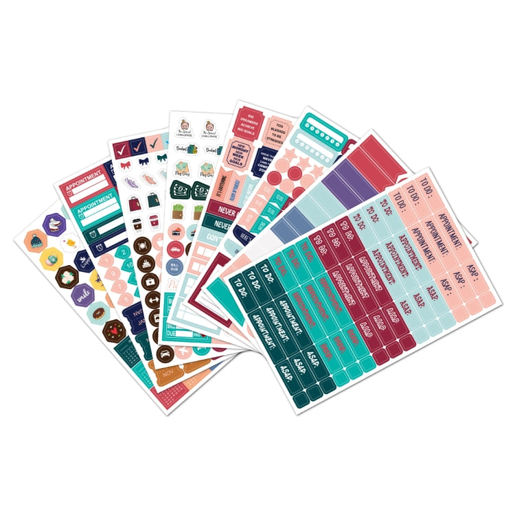 2 Sets  Planner Sticker Business Fitness Day Theme Planning Sticker-Reluova