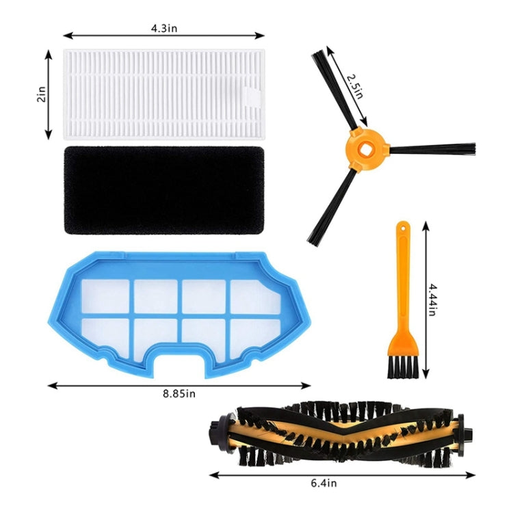 For ECOVACS  N79S / DN620 / 500 4pairs Side Brushes+ 6pcs Filters+Roller Brush Reluova