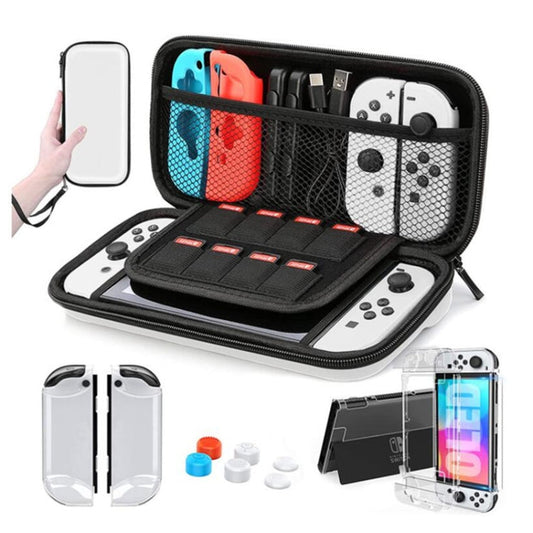 Game Console Crystal Shell Remote Sensing Cap Tempered Film Storage Bag Set For Switch OLED Console Reluova