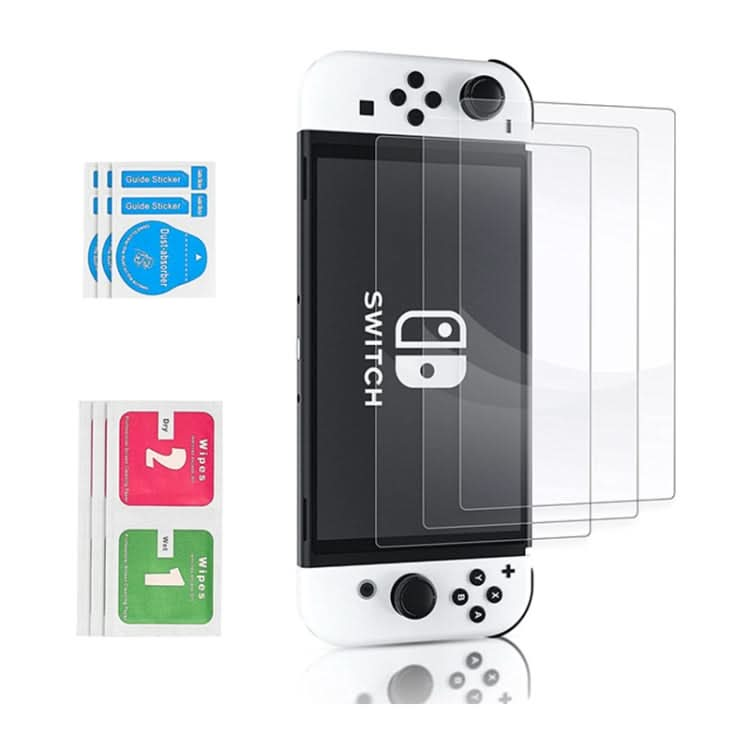 Game Console Crystal Shell Remote Sensing Cap Tempered Film Storage Bag Set For Switch OLED Console Reluova