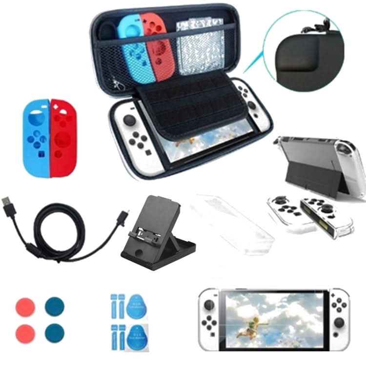 Game Console Crystal Shell Remote Sensing Cap Tempered Film Storage Bag Set For Switch OLED Console Reluova