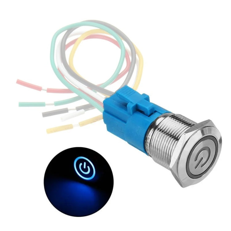 2 PCS 19mm Car Modified Metal Waterproof Button Flat Switch With Light, Color:-Reluova