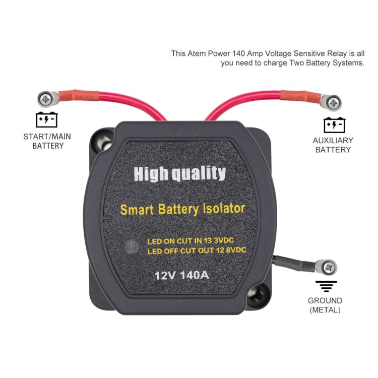 12V 140A Route Yacht Off-Road Car Beach Car Double Battery System Voltage Sensitive Relay