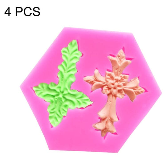 4 PCS Cross Shape Silicone Fondant Cake Mold Baking Tool-Reluova