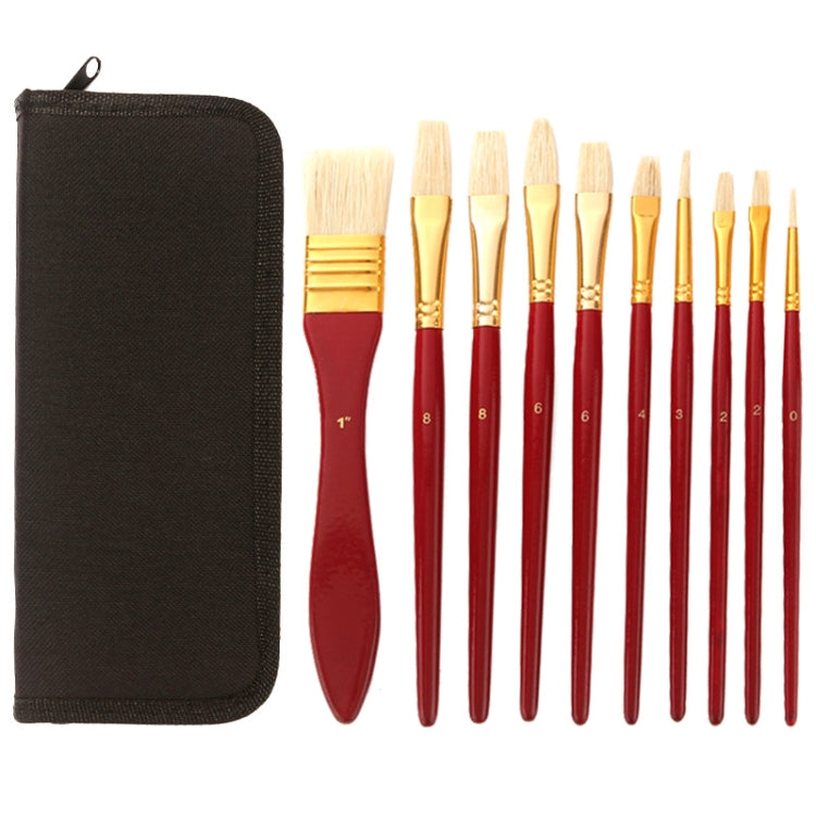 Zhu Ting 10PCS/Set Wooden Handle Bristle Oil Painting Gouache Set My Store