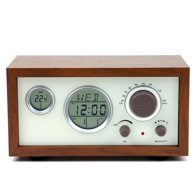 SY-601 Home Multifunctional Retro Wooden Radio Electronic Thermometer Alarm Clock Reluova