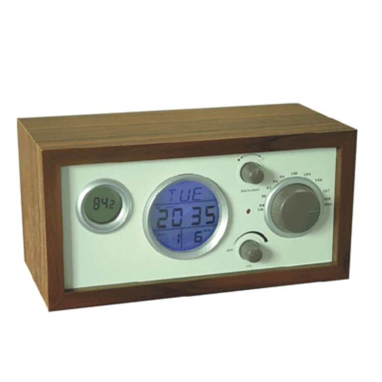 SY-601 Home Multifunctional Retro Wooden Radio Electronic Thermometer Alarm Clock