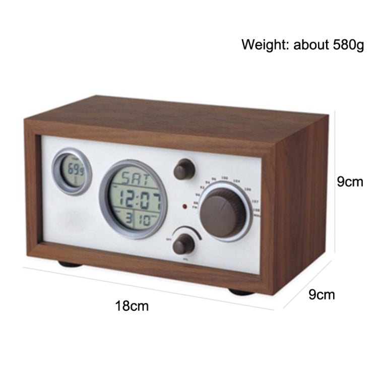 SY-601 Home Multifunctional Retro Wooden Radio Electronic Thermometer Alarm Clock Reluova