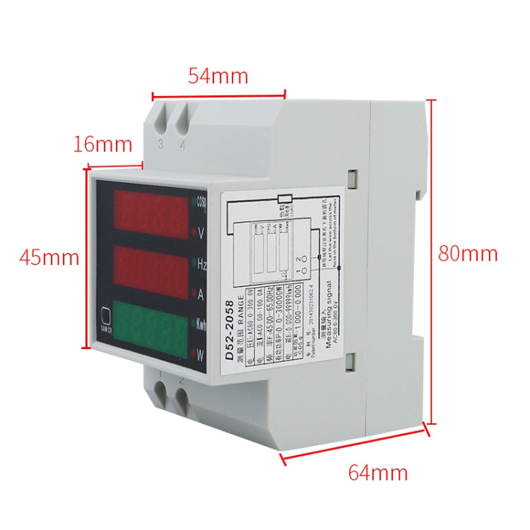 D52-2058 Wattmeter Din rail Volt Current Meter Reluova