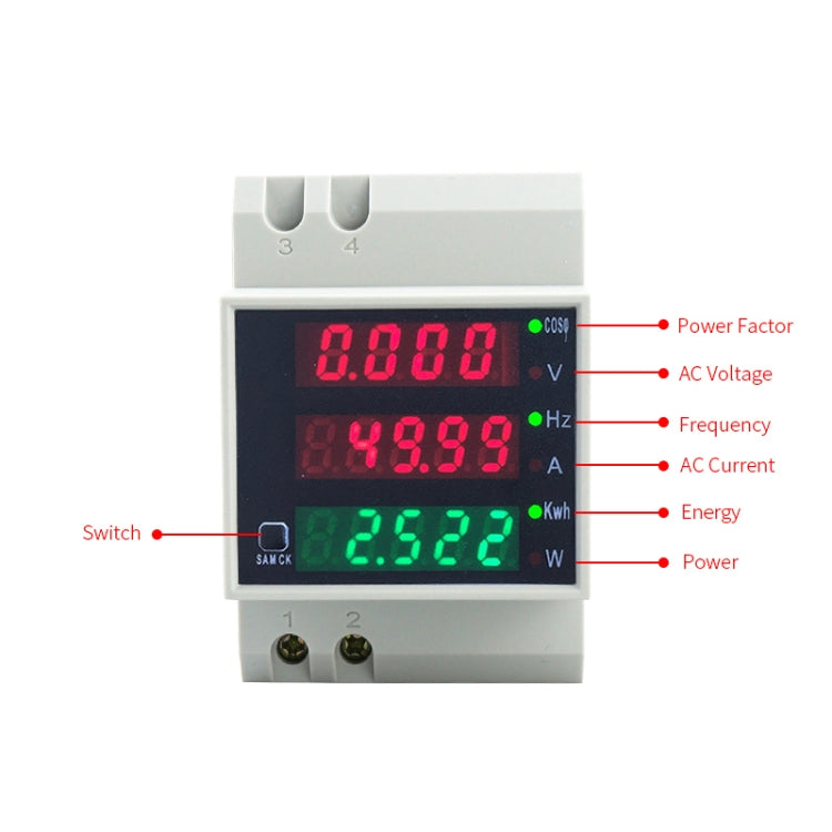 D52-2058 Wattmeter Din rail Volt Current Meter Reluova