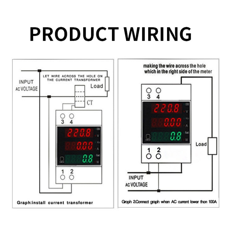 D52-2058 Wattmeter Din rail Volt Current Meter Reluova