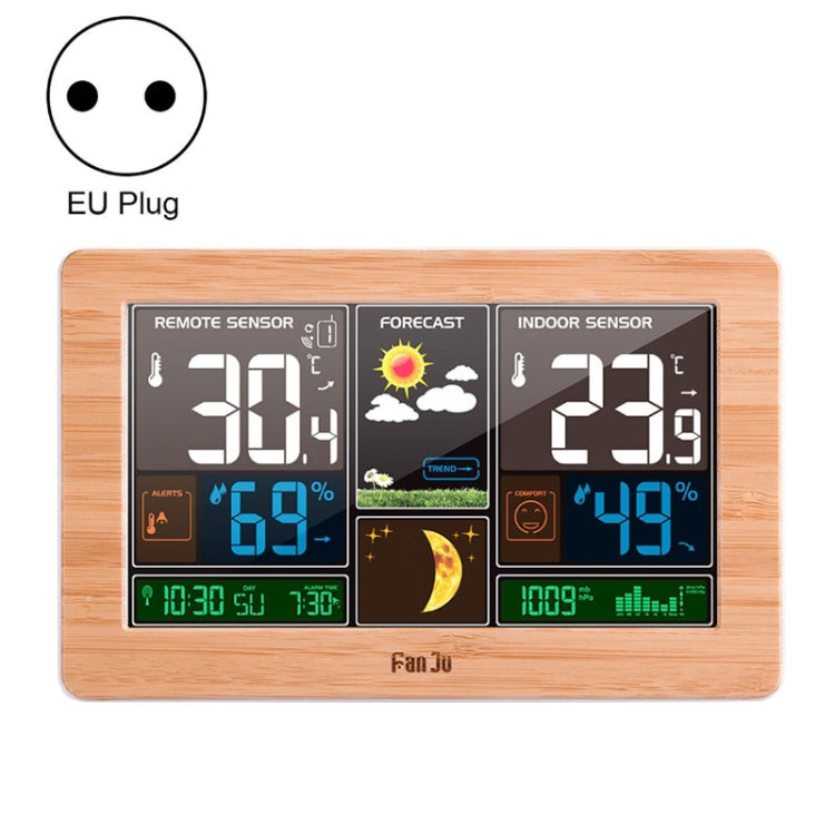 FUJU Wood Grain Weather Station Digital Clock Alarm Thermometer Hygrometer Reluova