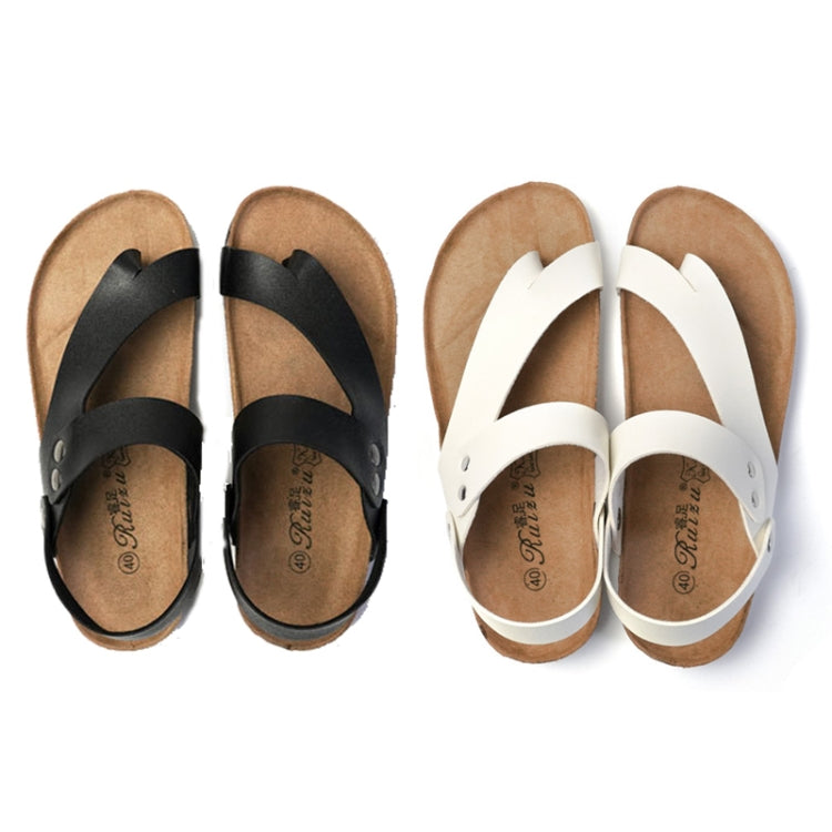 Men Summer Cork Flip Flops Beach Couple Leather Sandals