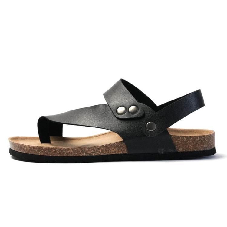 Men Summer Cork Flip Flops Beach Couple Leather Sandals