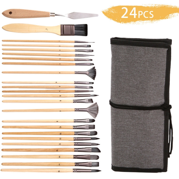 24 In 1 Nylon Wool Brush Canvas Storage Bag Set Oil Painting Gouache Watercolor Brush-Reluova