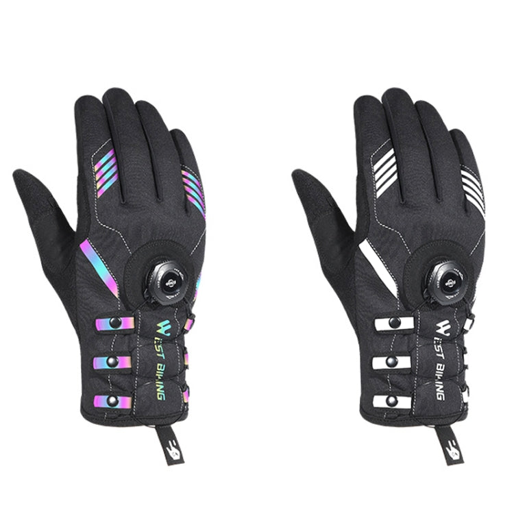 WEST BIKING Cycling Breathable Long Finger Self-locking Gloves with Buckle Reluova