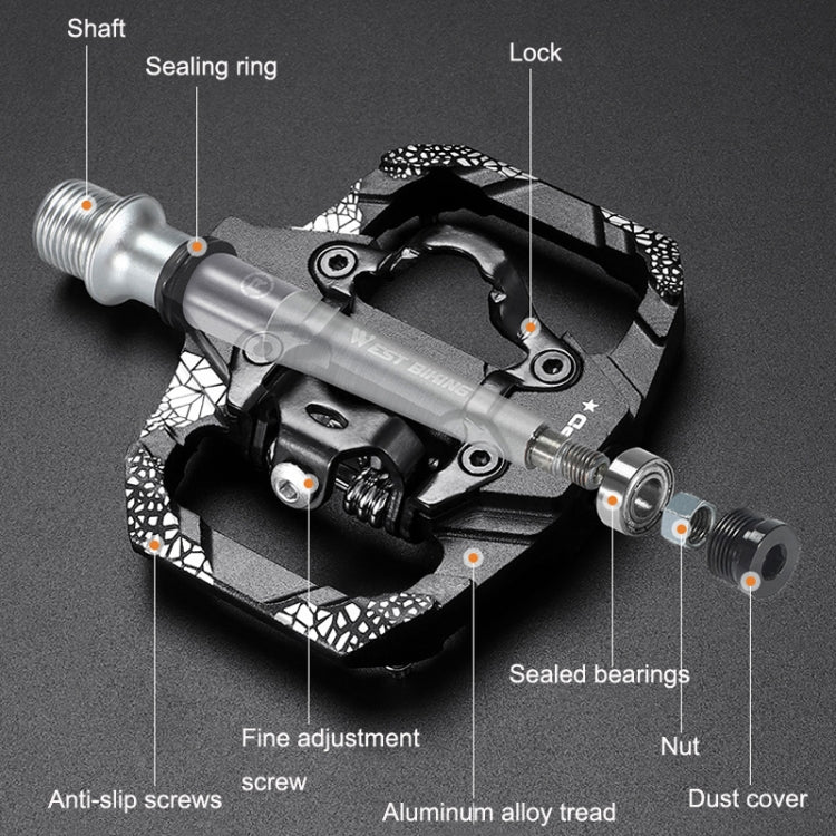 A Pair WEST BIKING YP0802086 Mountain Bike Aluminum Bearing Pedals Reluova