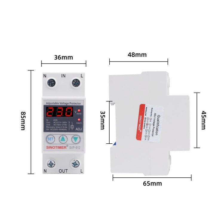 SINOTIMER SVP-912 Adjustable Self-resetting Intelligent Under-voltage Protector, Current: