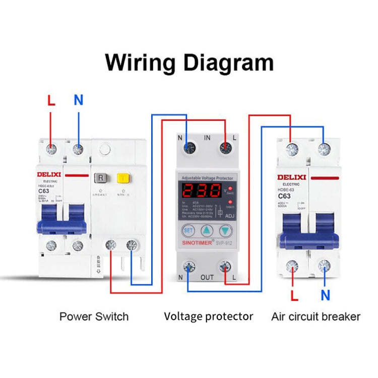 SINOTIMER SVP-912 Adjustable Self-resetting Intelligent Under-voltage Protector, Current: Reluova