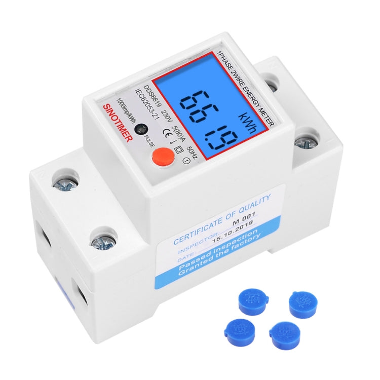 SINOTIMER DDS6619-012 Backlight Display Household Single-phase Rail Energy Meter 5-80A Reluova