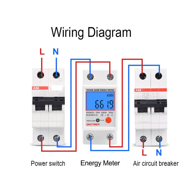 SINOTIMER DDS6619-012 Backlight Display Household Single-phase Rail Energy Meter 5-80A