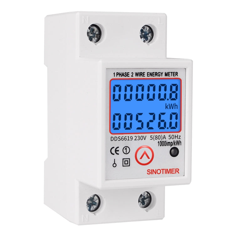 SINOTIMER DDS6619-526L-2 Can Reset Zero Backlight Display Single-phase Rail Electric Energy Meter