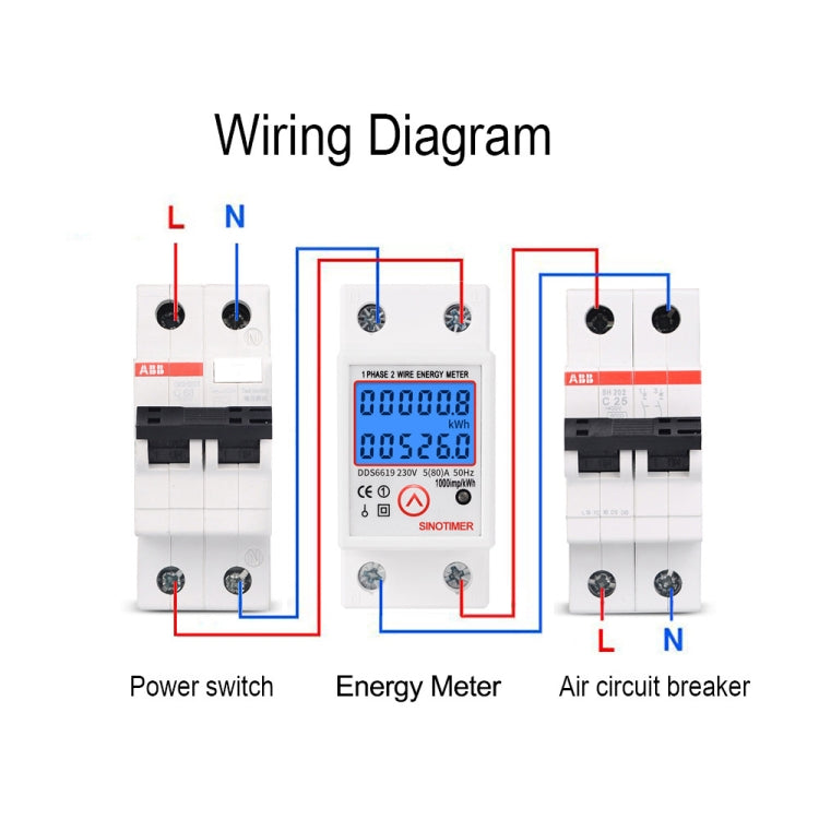 SINOTIMER DDS6619-526L-2 Can Reset Zero Backlight Display Single-phase Rail Electric Energy Meter