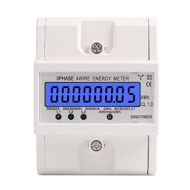 SINOTIMER Three-Phase Backlight Display Rail Type Electricity Meter 5-100A 400V Reluova