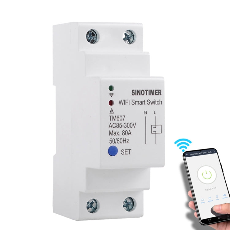 SINOTIMER TM607 Intelligent Wifi Timer Mobile App Home Rail Remote Control Time Switch 80A 85-300V My Store