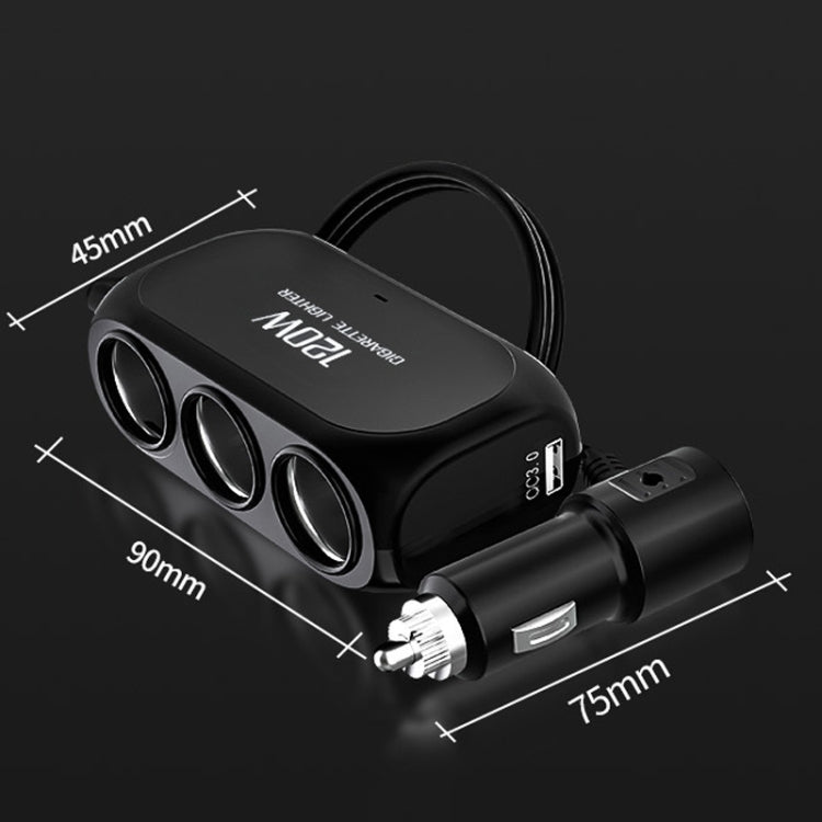 Dual USB + Type-C / USB-C 3 Hole Cigarette Lighter Car Charger, Style: ÎҵÄÉ̵ê