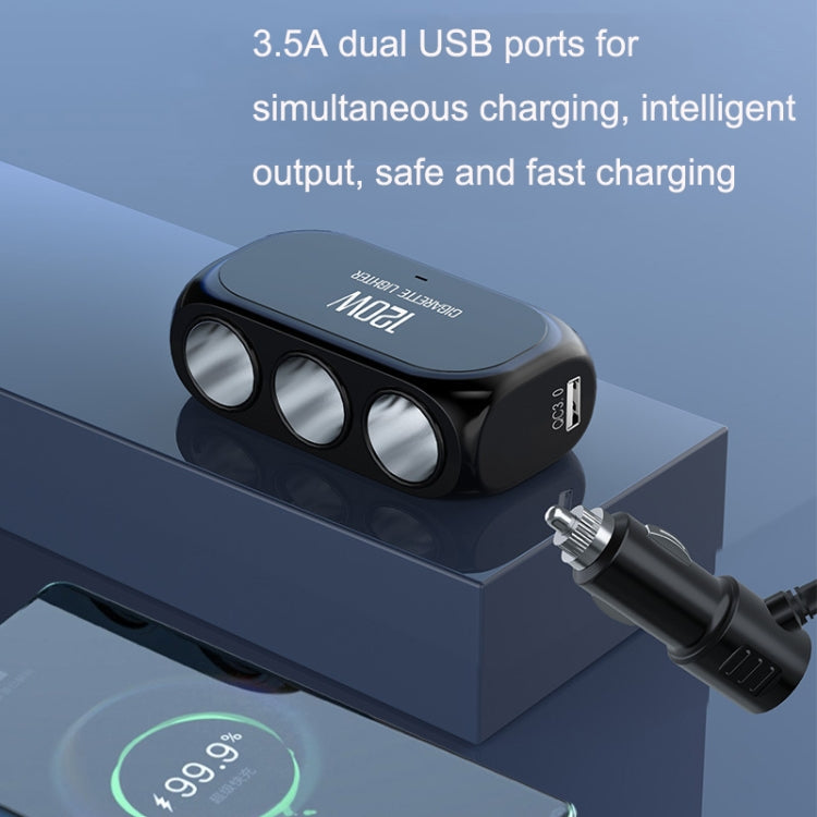 Dual USB + Type-C / USB-C 3 Hole Cigarette Lighter Car Charger, Style: ÎҵÄÉ̵ê