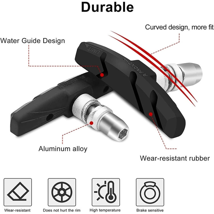 2 Pairs Silent V-brake Bicycle Brake Shoes-Reluova