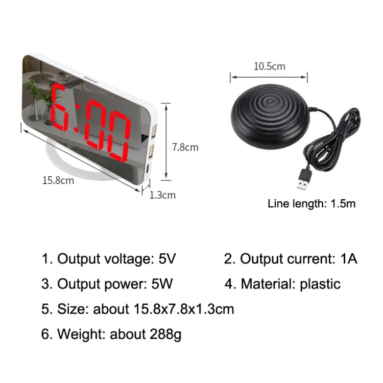 TS-8202 Multifunctional LED Vibration Mirroring USB Alarm Clock My Store