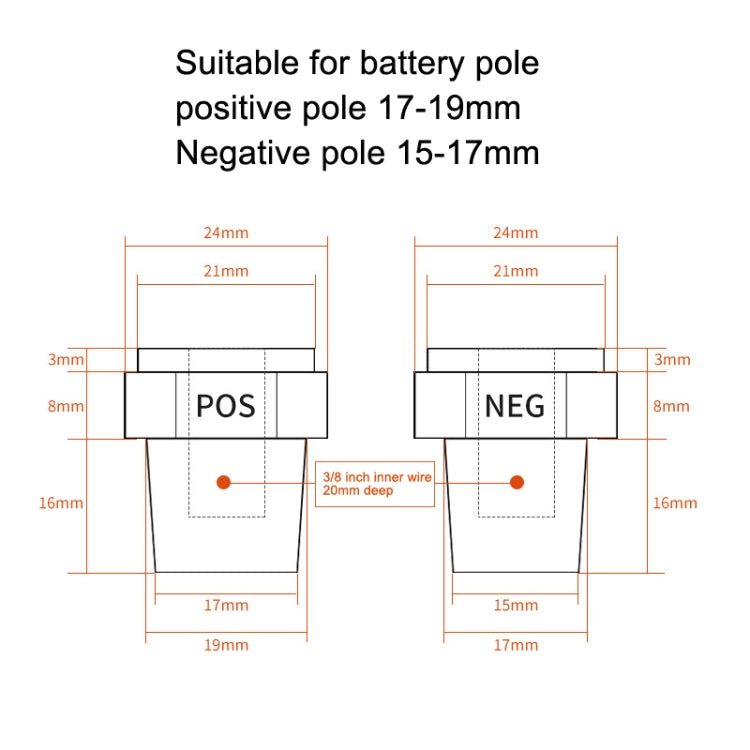 3 Pairs Car Battery Pile Header Circular Column Battery Maintenance Modification Accessories-Reluova