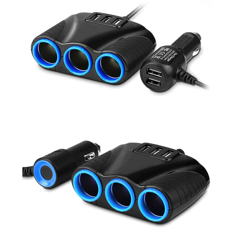 JY-1905 120W Multifunctional USB 3 In 1 Car Cigarette Lighter Car Charger, Style: