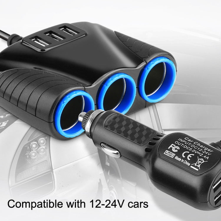 JY-1905 120W Multifunctional USB 3 In 1 Car Cigarette Lighter Car Charger, Style: