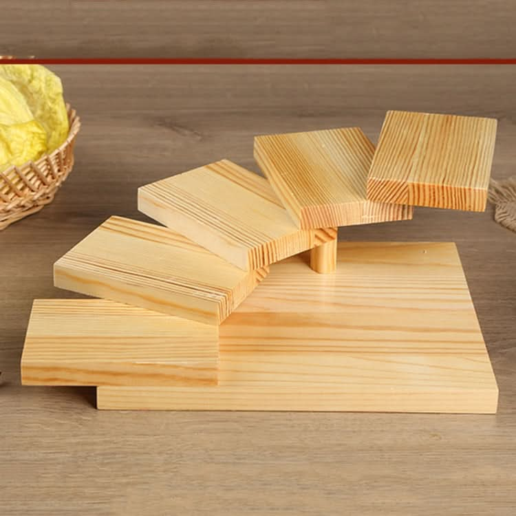 Wood Serving Tray Rotating Steps Meat Plate Sushi Dish