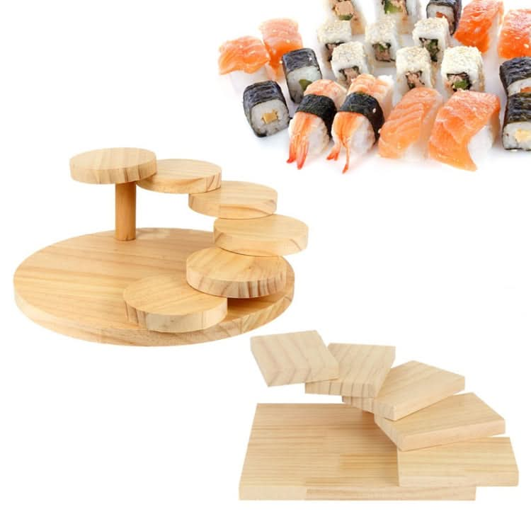 Wood Serving Tray Rotating Steps Meat Plate Sushi Dish