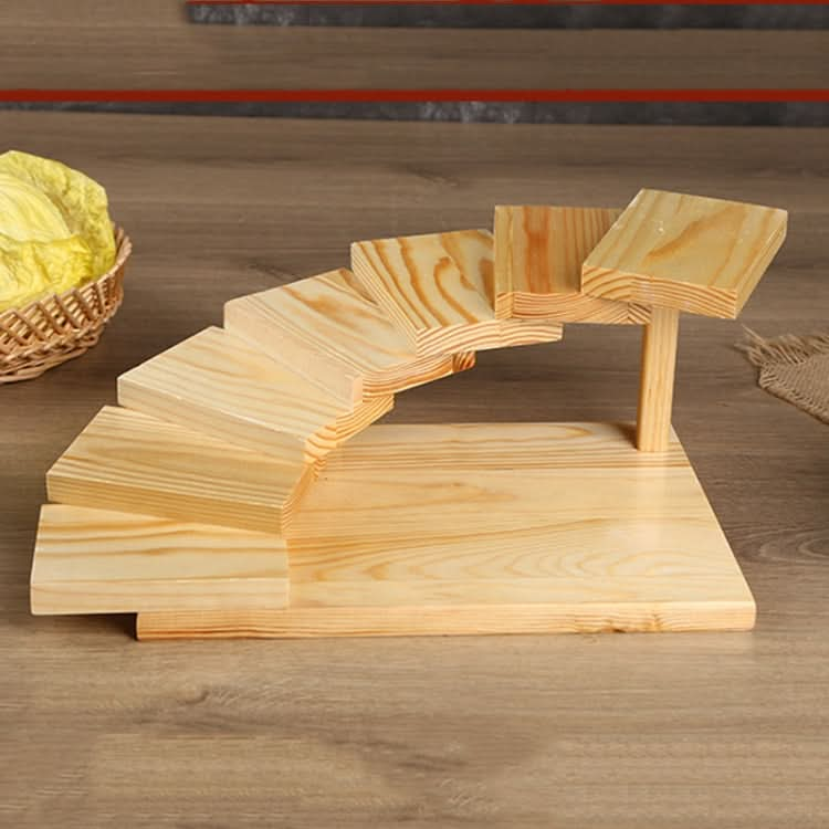 Wood Serving Tray Rotating Steps Meat Plate Sushi Dish