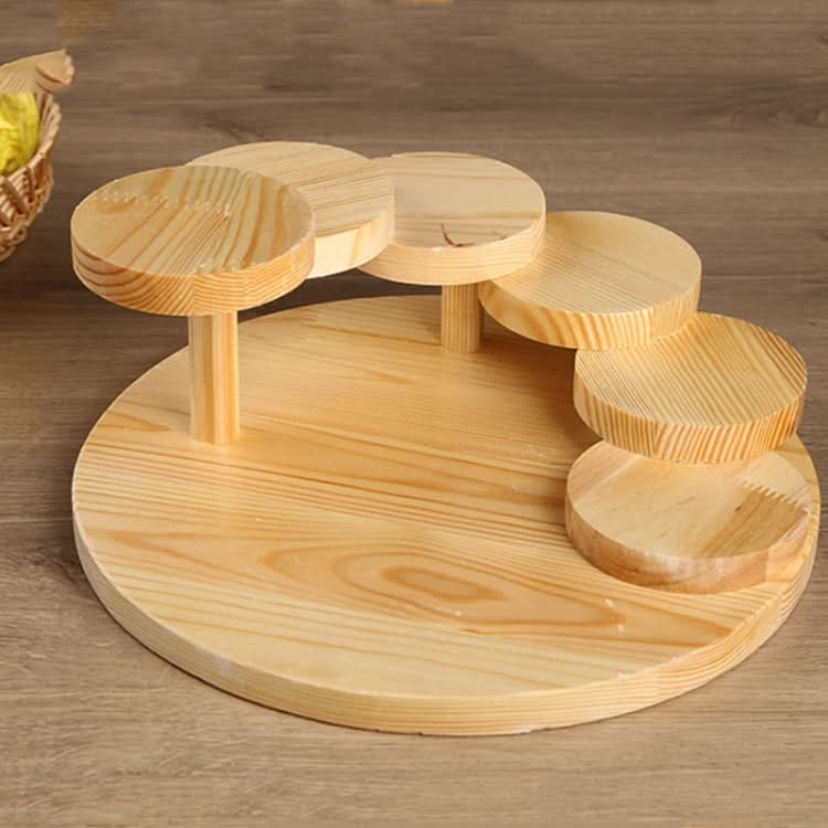 Wood Serving Tray Rotating Steps Meat Plate Sushi Dish