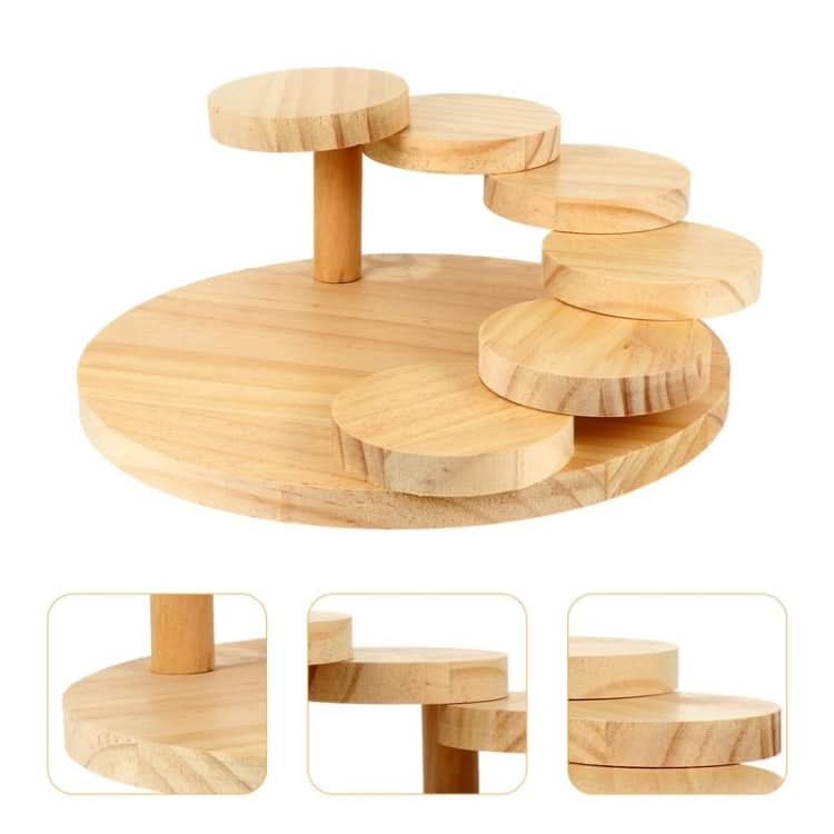 Wood Serving Tray Rotating Steps Meat Plate Sushi Dish