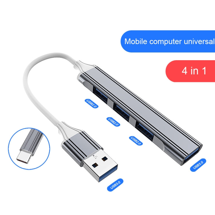 4 in 1 Mini Multifunctional Expanded Docking, Spec: Type-C/USB-C 3.0 (Silver) My Store